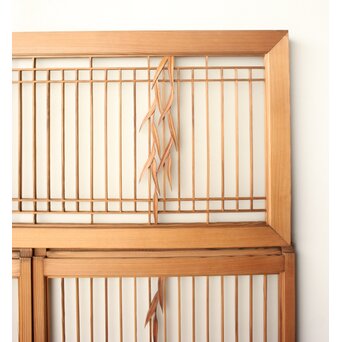 小野道風 柳と蛙 3枚1組 書院欄間　R0573 