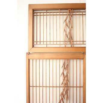 小野道風 柳と蛙 3枚1組 書院欄間　R0573 