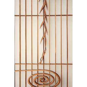 小野道風 柳と蛙 3枚1組 書院欄間　R0573 