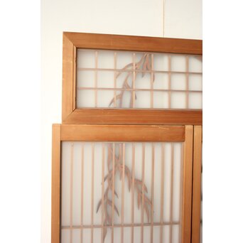 小野道風 柳と蛙 3枚1組 書院欄間　R0574 