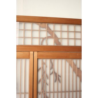 小野道風 柳と蛙 3枚1組 書院欄間　R0574 