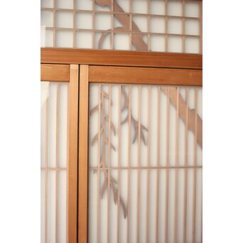 小野道風 柳と蛙 3枚1組 書院欄間　R0574 