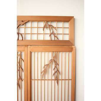 小野道風 柳と蛙 3枚1組 書院欄間　R0574 