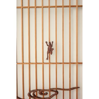 小野道風 柳と蛙 3枚1組 書院欄間　R0574 