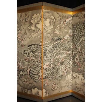 岸駒 雲竜図屏風　Z1018 