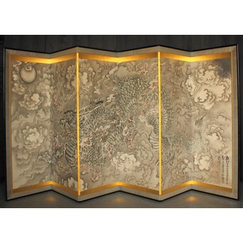 岸駒 雲竜図屏風　Z1018