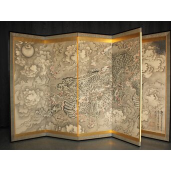 岸駒 雲竜図屏風　Z1018 