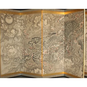 岸駒 雲竜図屏風　Z1018 
