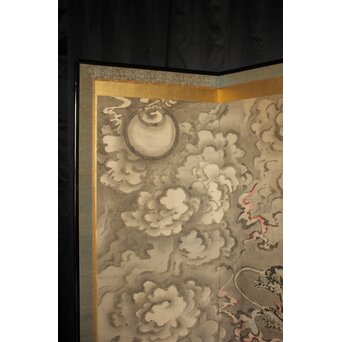 岸駒 雲竜図屏風　Z1018 