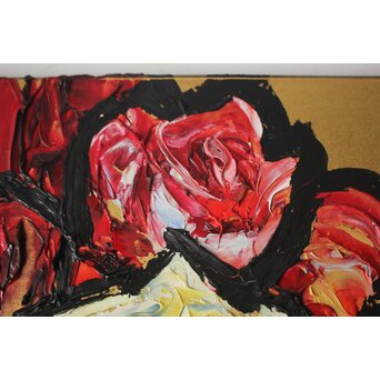 林武 油彩 薔薇 キャンバス額装　Z1020 