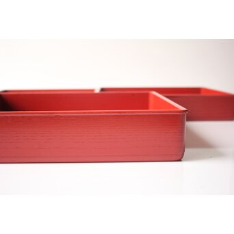 渡辺喜三郎 守屋松亭 合作 木製漆塗 藤蒔絵 御手許筥 3重盆 共箱　Q422 