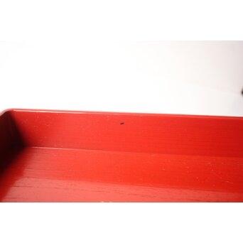 渡辺喜三郎 守屋松亭 合作 木製漆塗 藤蒔絵 御手許筥 3重盆 共箱　Q422 