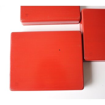 渡辺喜三郎 守屋松亭 合作 木製漆塗 藤蒔絵 御手許筥 3重盆 共箱　Q422 