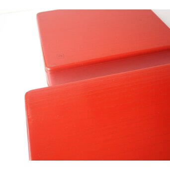 渡辺喜三郎 守屋松亭 合作 木製漆塗 藤蒔絵 御手許筥 3重盆 共箱　Q422 