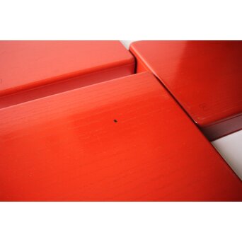 渡辺喜三郎 守屋松亭 合作 木製漆塗 藤蒔絵 御手許筥 3重盆 共箱　Q422 