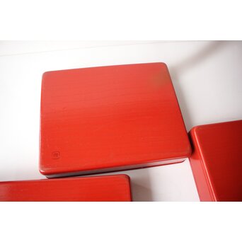 渡辺喜三郎 守屋松亭 合作 木製漆塗 藤蒔絵 御手許筥 3重盆 共箱　Q422 