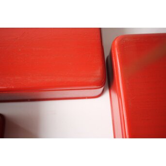 渡辺喜三郎 守屋松亭 合作 木製漆塗 藤蒔絵 御手許筥 3重盆 共箱　Q422 