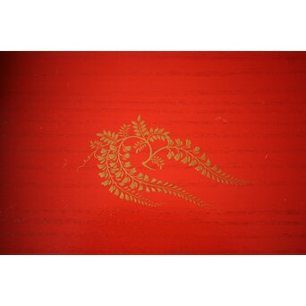 渡辺喜三郎 守屋松亭 合作 木製漆塗 藤蒔絵 御手許筥 3重盆 共箱　Q422 