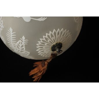 白被切子 鳳凰桐 球体ペンダント照明　A0587 