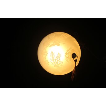 白被切子 鳳凰桐 球体ペンダント照明　A0587 