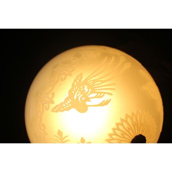 白被切子 鳳凰桐 球体ペンダント照明　A0587 