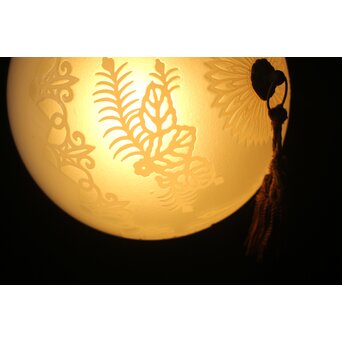 白被切子 鳳凰桐 球体ペンダント照明　A0587 