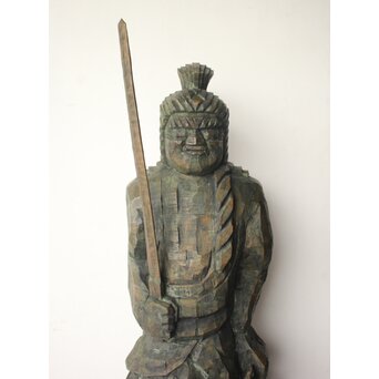 村野實/実 木彫 円空仏 不動明王像　X658 
