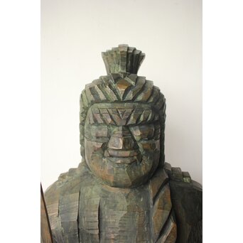村野實/実 木彫 円空仏 不動明王像　X658 
