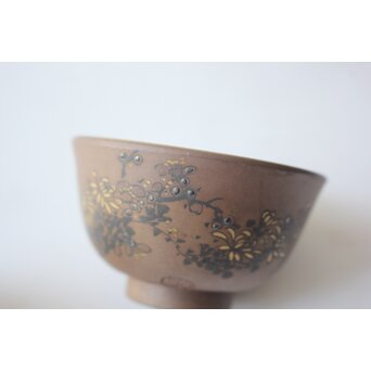 温故焼 河野忠治/大雅作 春穐得意 梅菊文 煎茶セット　P676 