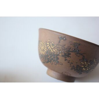 温故焼 河野忠治/大雅作 春穐得意 梅菊文 煎茶セット　P676 
