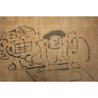 鸞山和尚 禅画 大黒図 掛軸　Z1023 