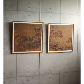 秋草古画 額装　Z1025 