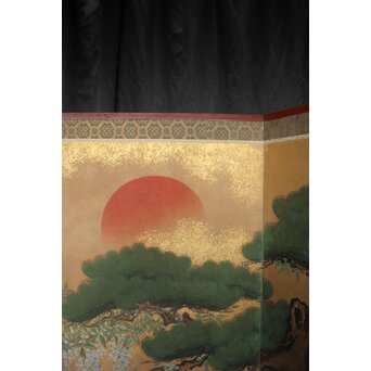 狩野派 川又常行 松鳥図 屏風半双/一隻　Z1035 