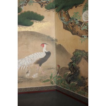 狩野派 川又常行 松鳥図 屏風半双/一隻　Z1035 
