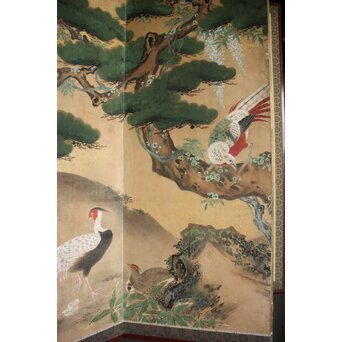 狩野派 川又常行 松鳥図 屏風半双/一隻　Z1035 