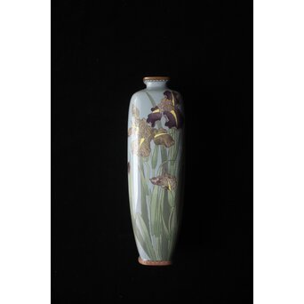七宝焼 菖蒲文 花瓶　M505