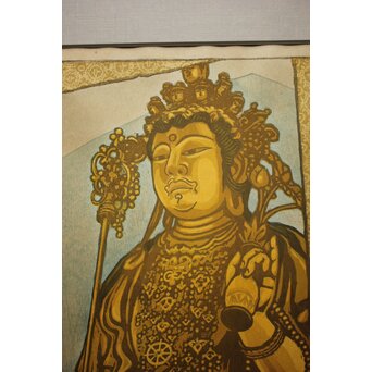 笠松紫浪 Shiro Kasamatsu 長谷観音 鎌倉 木版画 額装　Z1045 