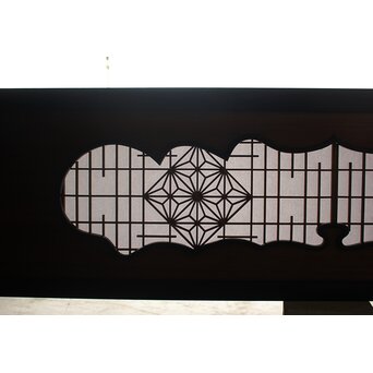黒枠 障子戸付 宝珠透かし欄間　R0582 