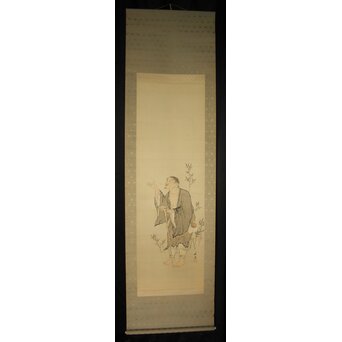 尾竹竹坡 鉄拐仙人 絹本軸装　Z1049 