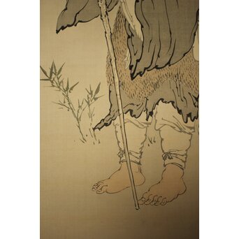 尾竹竹坡 鉄拐仙人 絹本軸装　Z1049 