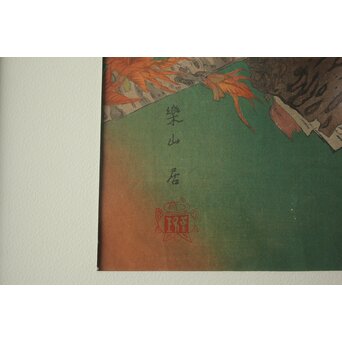 土屋楽山 木版画「御室桜に群雀(盛春)」Z1052 