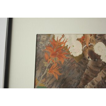 土屋楽山 木版画「御室桜に群雀(盛春)」Z1052 