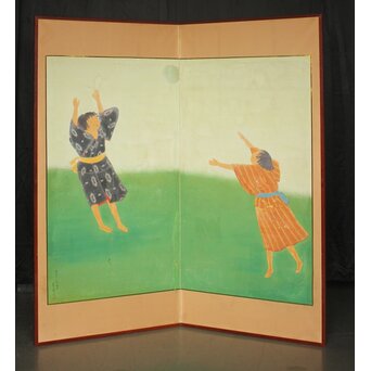 童子図 屏風　Z1056