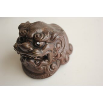 西村春湖 獅子 備前 香炉　P680 