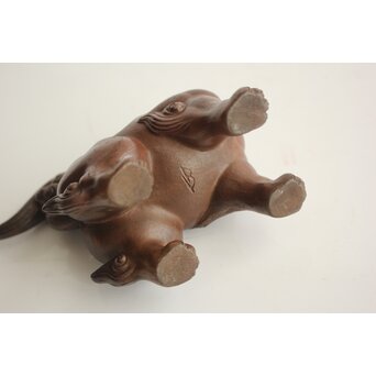 西村春湖 獅子 備前 香炉　P680 
