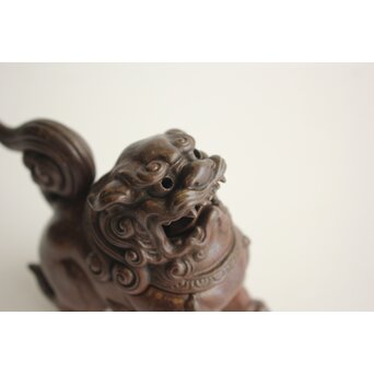 西村春湖 獅子 備前 香炉　P680 