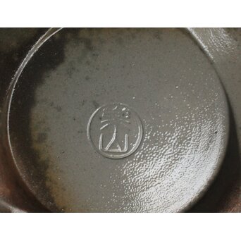 藤原楽山 造 青備前菊彫香炉 備前焼　P681 