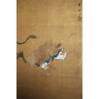 牛人物図 金屏風　Z1063 