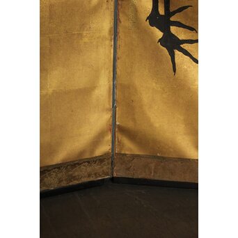金地 群鶴図 6曲半双 屏風 Z1065｜骨董店 のびる 古美術 骨董 和風建具