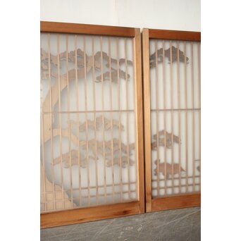 小型 鶴亀松 小窓 書院 2枚1組　R0595 